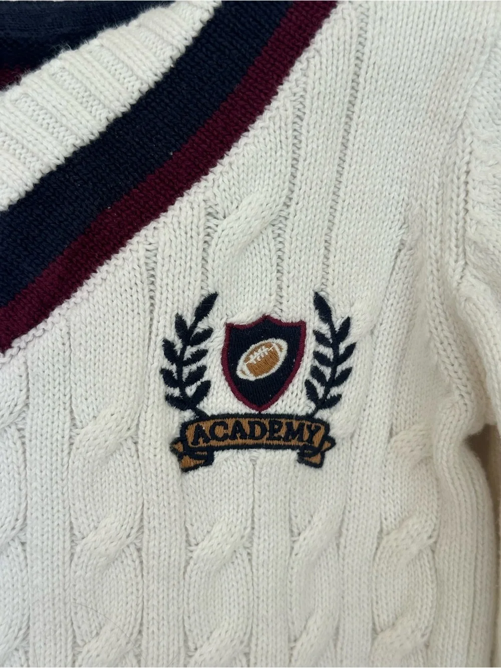 Gymboree | Kids Cable Knit Varsity Sweater - Campus Cuties - White